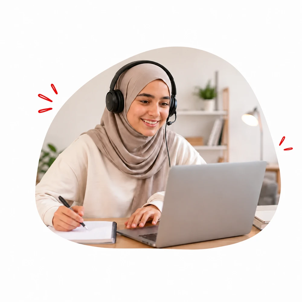 Élève suivant ses cours de Terminale Générale en ligne