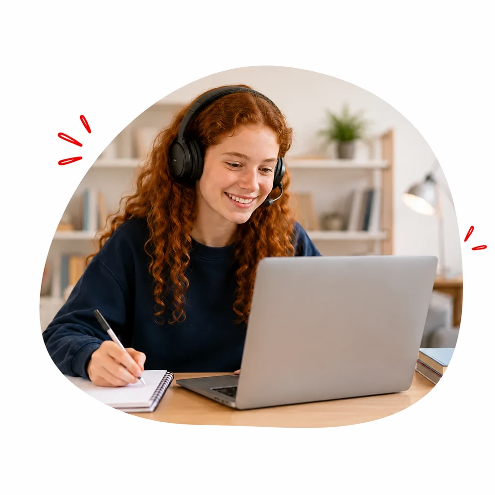Élève suivant ses cours de Terminale Générale en ligne