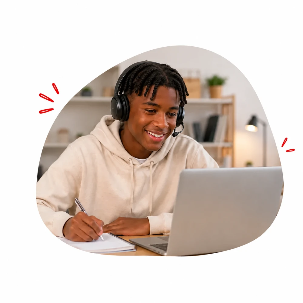 Lycéen suivant ses cours en ligne depuis son domicile rural