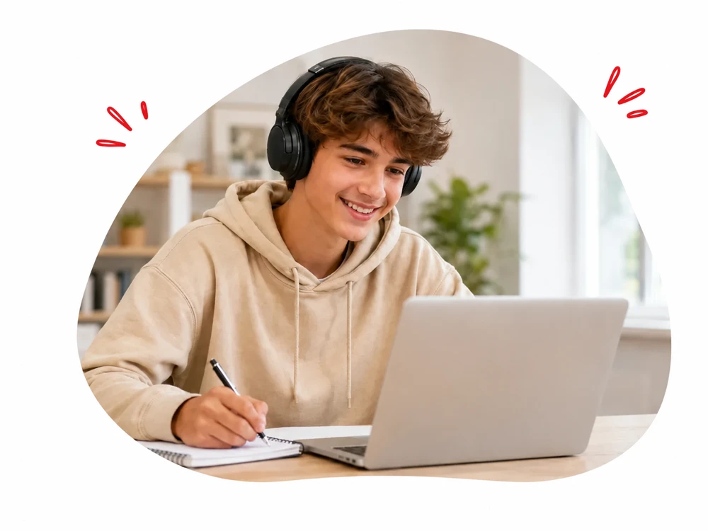 Adolescent suivant ses cours depuis un lieu de voyage